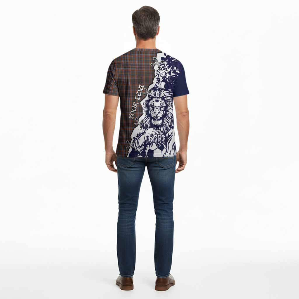 Leitrim County Ireland Tartan Scottish Cotton T-shirt Angry Lion With Soccer Ball Style