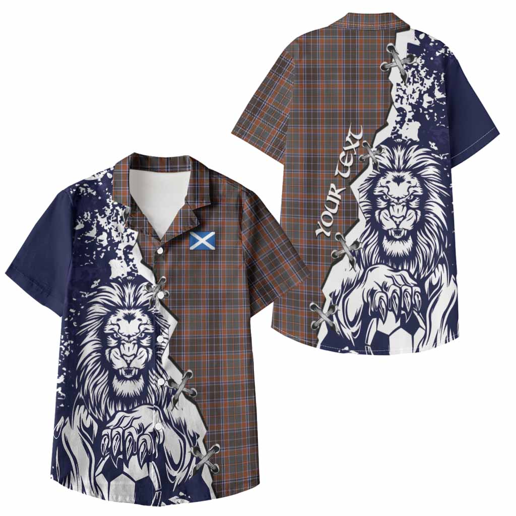 Leitrim County Ireland Tartan Scottish Kid Hawaiian Shirt Angry Lion With Soccer Ball Style