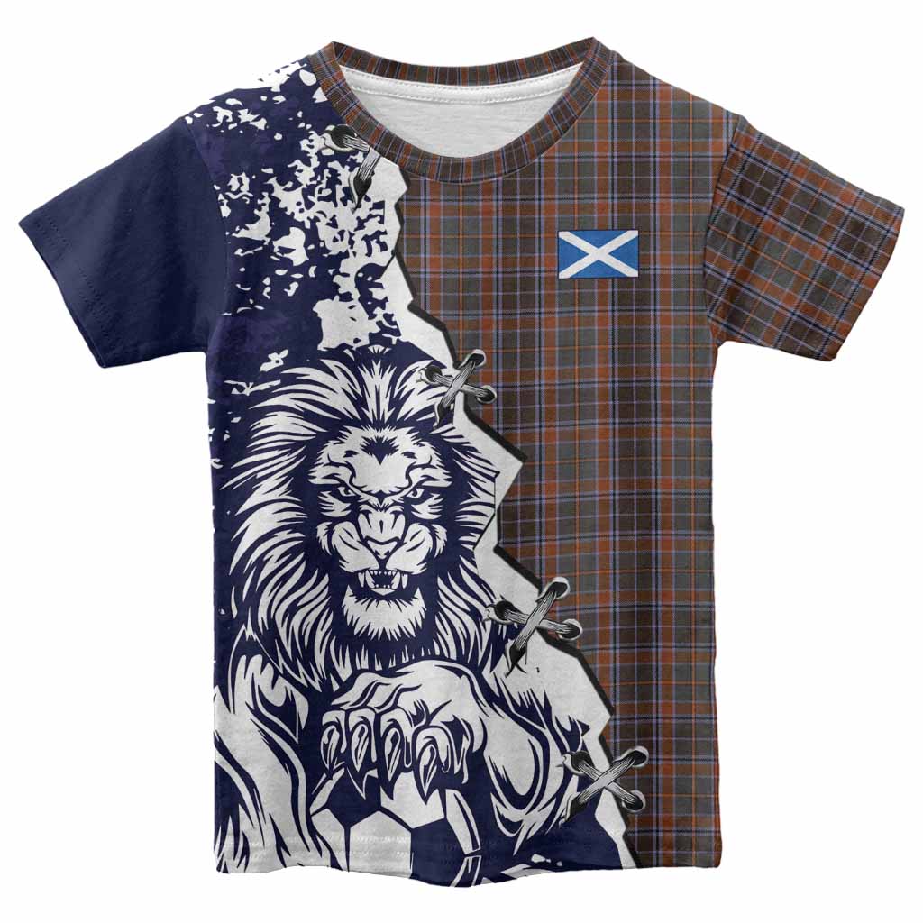 Leitrim County Ireland Tartan Scottish Kid T-shirt Angry Lion With Soccer Ball Style