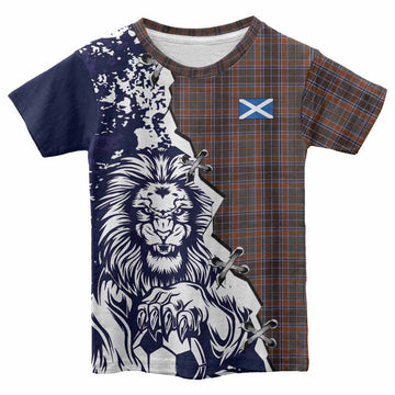 Leitrim County Ireland Tartan Scottish Kid T-shirt Angry Lion With Soccer Ball Style