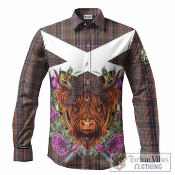 Leitrim Tartan Long Sleeve Button Shirts Scottish Thistle Heilan Coo