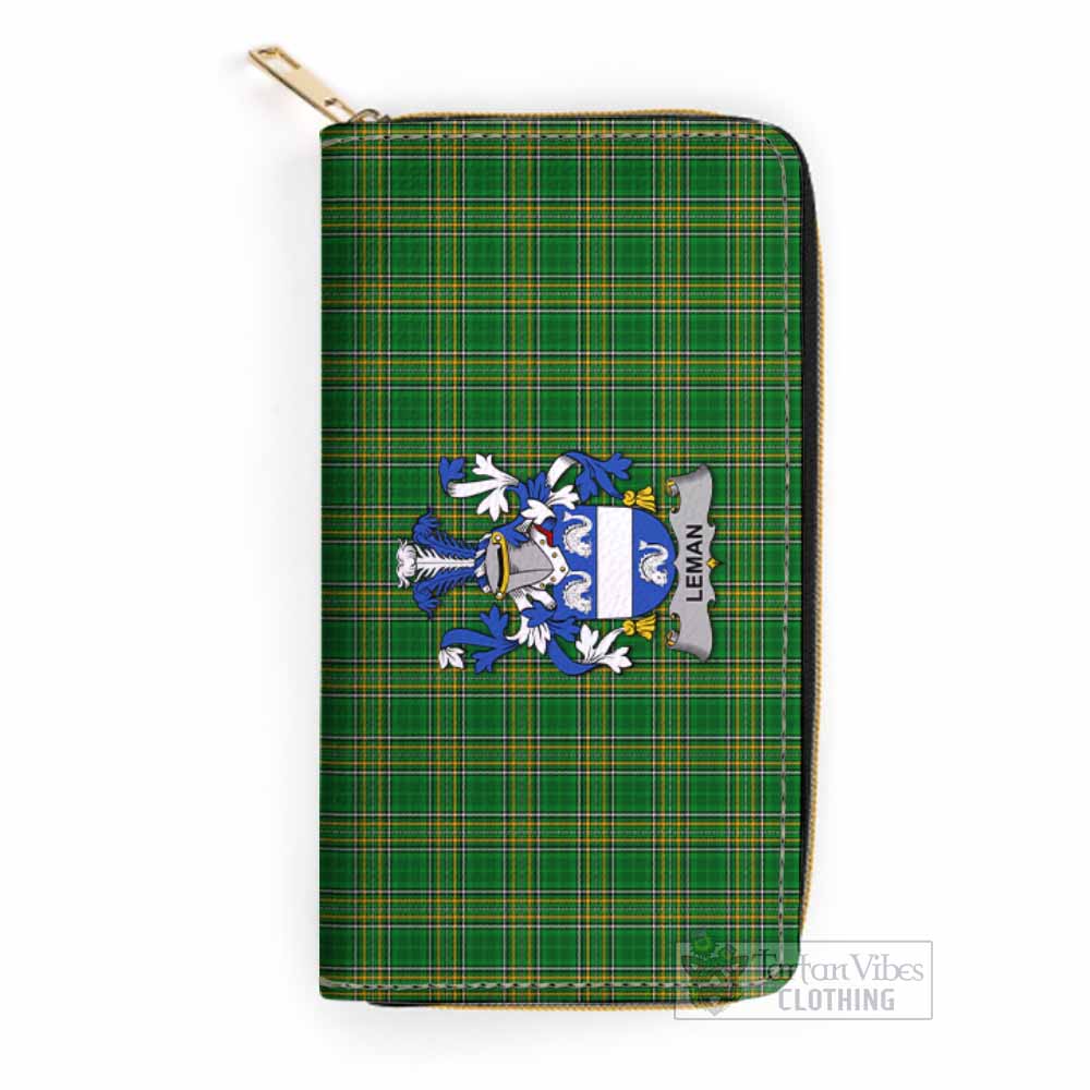 Leman Irish Clan Tartan Women's Leather Wallet with Coat of Arms One Size 19.7*10.5*3.5 cm - Tartan Vibes Clothing