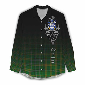 Tartan Vibes Clothing Leman Irish Clan Women's Casual Shirt with Coat of Arms Erin Go Bragh Celtic Inspired