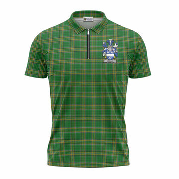 Leman Irish Clan Tartan Zipper Polo Shirt with Coat of Arms Unisex - Tartan Vibes Clothing