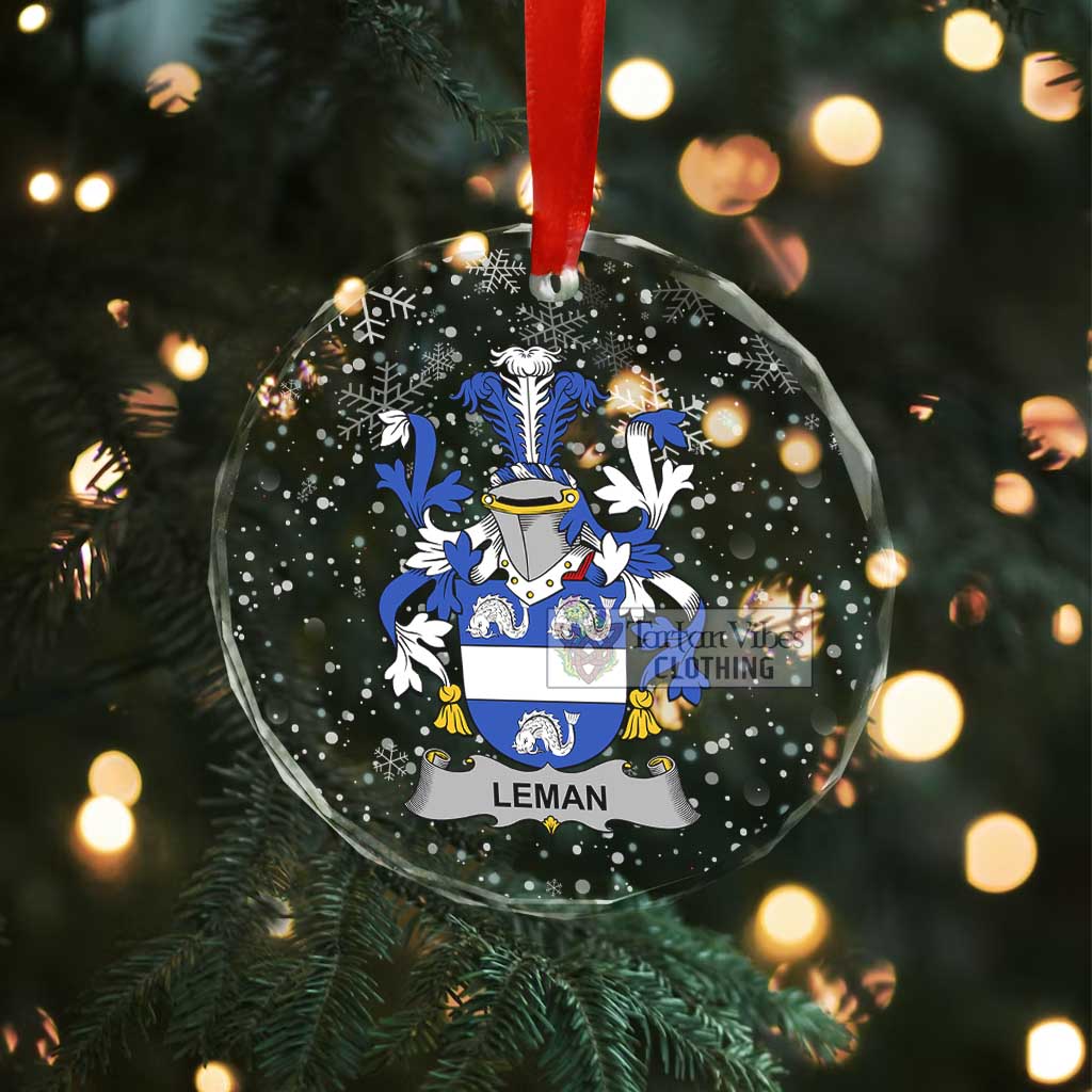 Leman Irish Clan Christmas Glass Ornament with Coat of Arms - 2D-tartanvibesclothing
