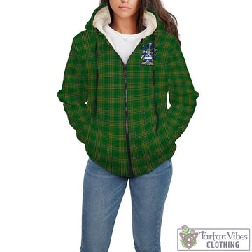 Tartan Vibes Clothing Leman Ireland Clan Tartan Sherpa Hoodie with Coat of Arms