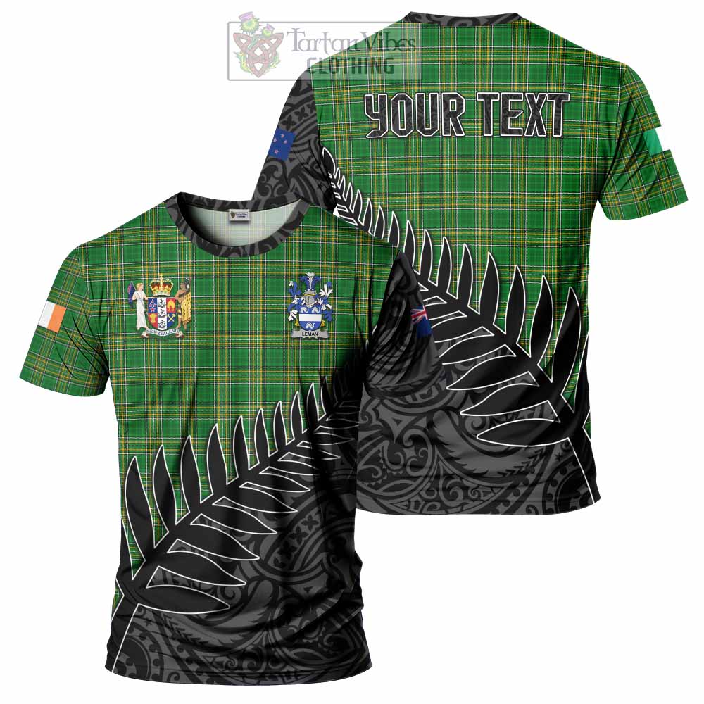 Tartan Vibes Clothing Leman Irish Clan Tartan T-Shirt with Coat of Arms New Zealand Silver Fern Half Style