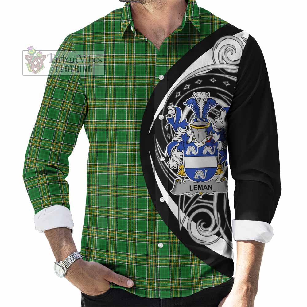 Leman Irish Clan Long Sleeve Button Shirt Celtic Circle Style - Tartan Vibes Clothing