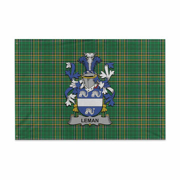 Leman Irish Clan Tartan House Flag with Coat of Arms