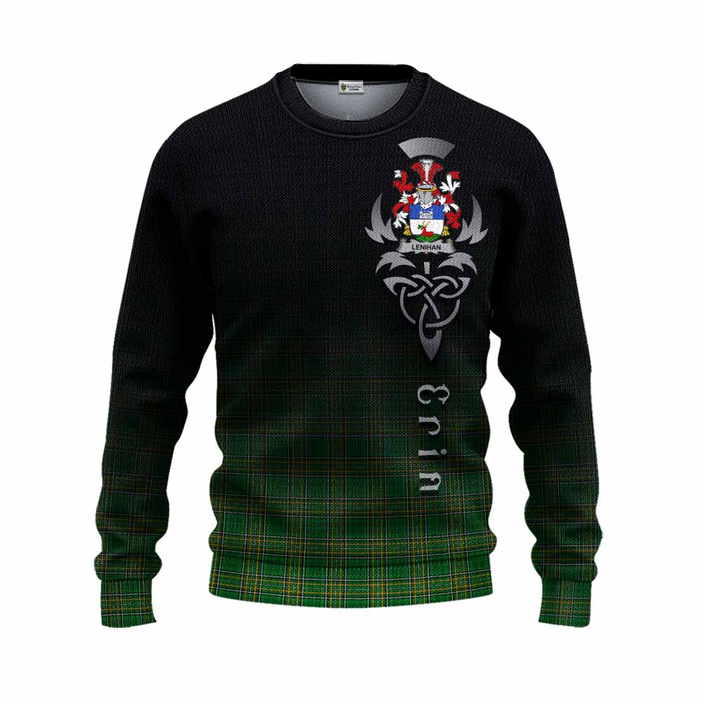 Tartan Vibes Clothing Lenihan Irish Clan Knitted Sweater with Coat of Arms Erin Go Bragh Celtic Inspired