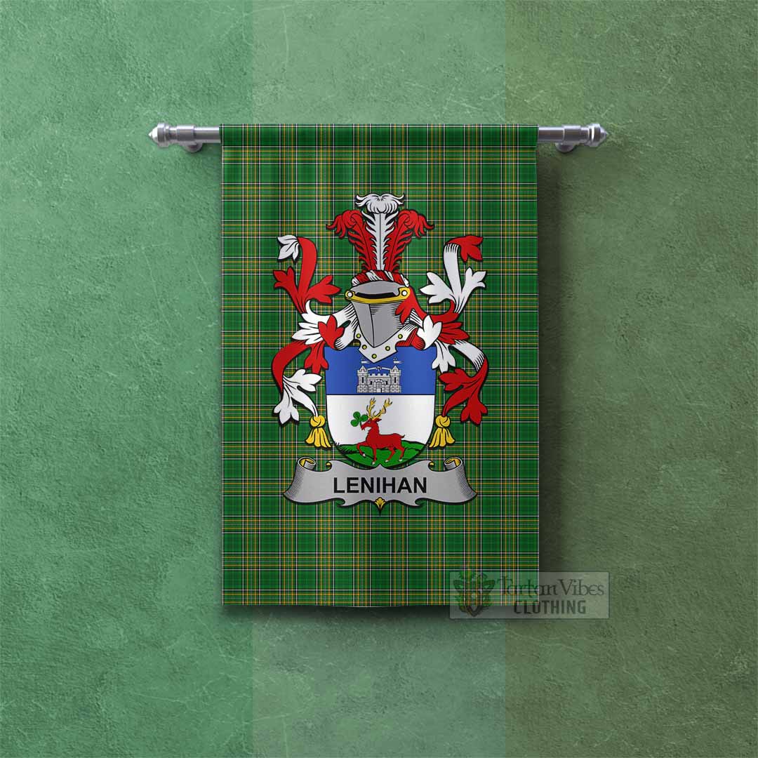 Lenihan Irish Clan Tartan Gonfalon, Tartan Banner with Coat of Arms Rectangle - Tartan Vibes Clothing