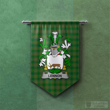 Lennon Irish Clan Tartan Gonfalon, Tartan Banner with Coat of Arms
