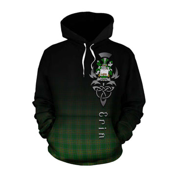 Tartan Vibes Clothing Lennon Irish Clan Cotton Hoodie with Coat of Arms Erin Go Bragh Celtic Inspired
