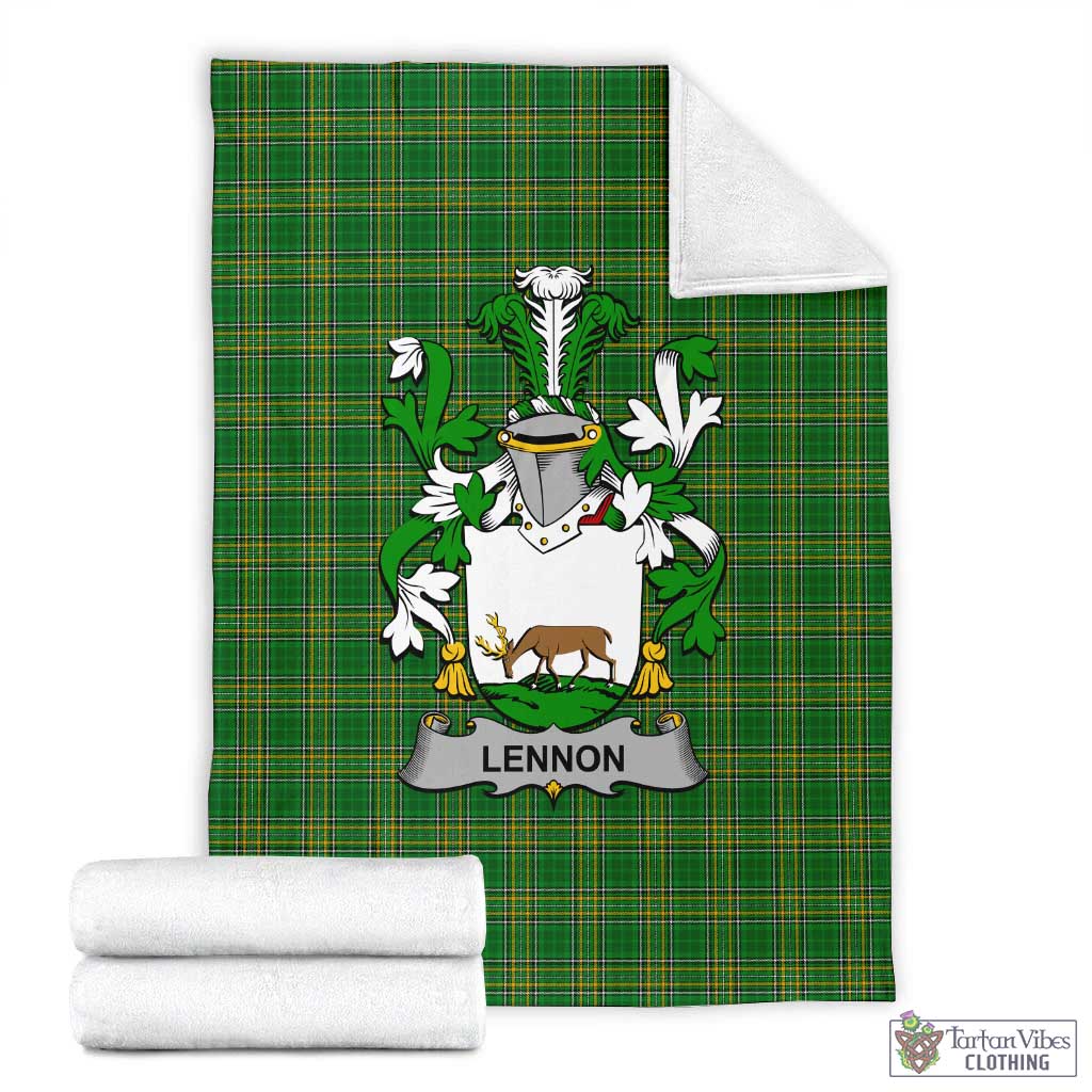 Lennon Irish Clan Tartan Blanket with Coat of Arms X-Large 59 x 79 inches 150 x 200 cm - Tartan Vibes Clothing