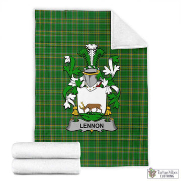 Tartan Vibes Clothing Lennon Irish Clan Tartan Blanket with Coat of Arms