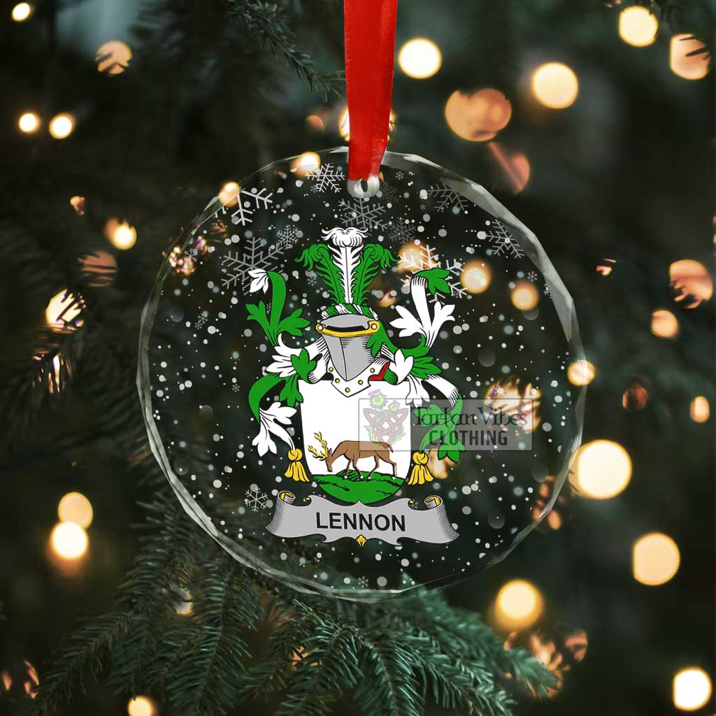 Tartan Vibes Clothing Lennon Irish Clan Christmas Glass Ornament with Coat of Arms