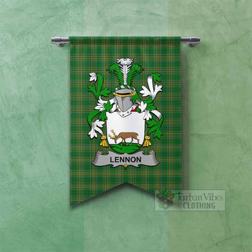 Lennon Irish Clan Tartan Gonfalon, Tartan Banner with Coat of Arms