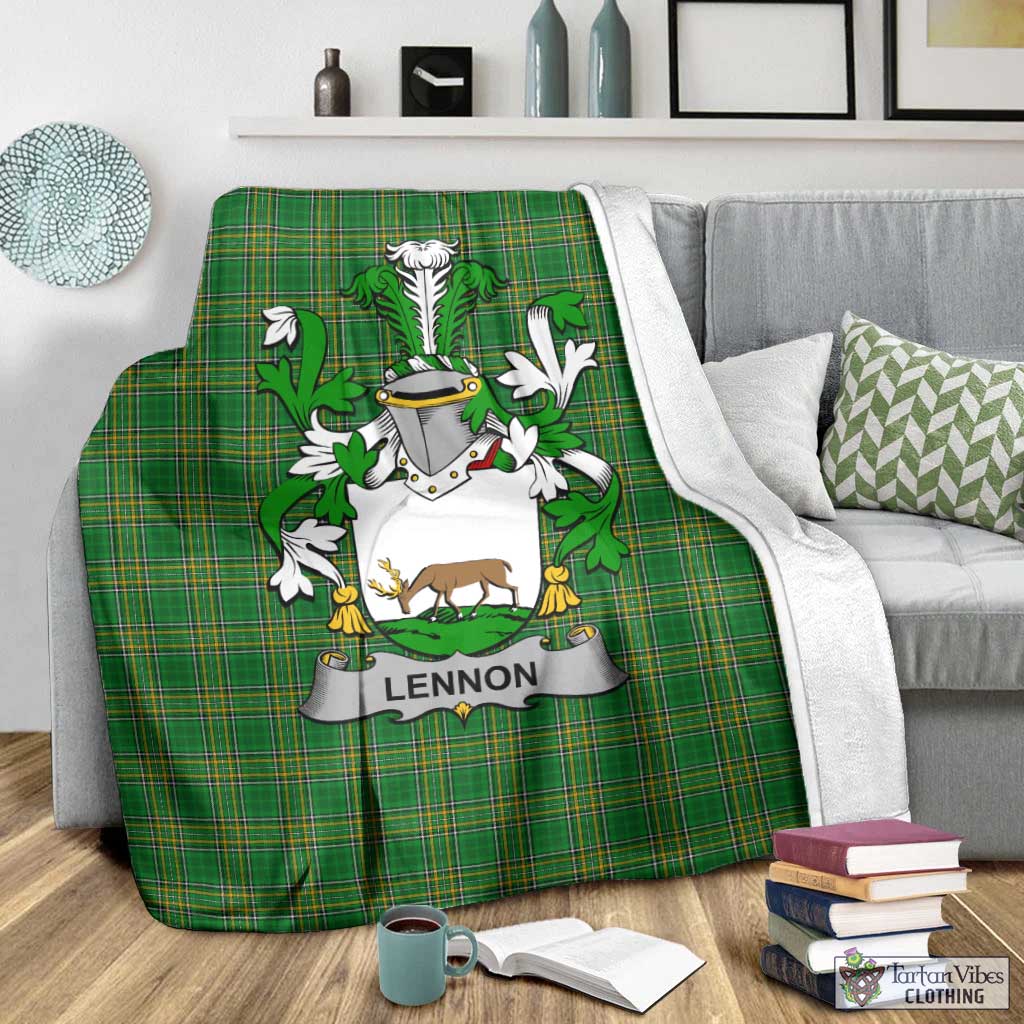 Lennon Irish Clan Tartan Blanket with Coat of Arms - Tartan Vibes Clothing