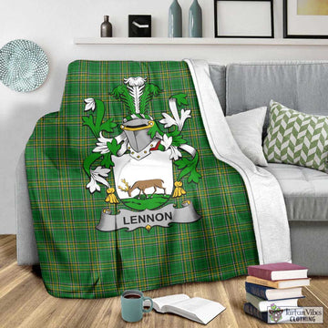 Tartan Vibes Clothing Lennon Irish Clan Tartan Blanket with Coat of Arms