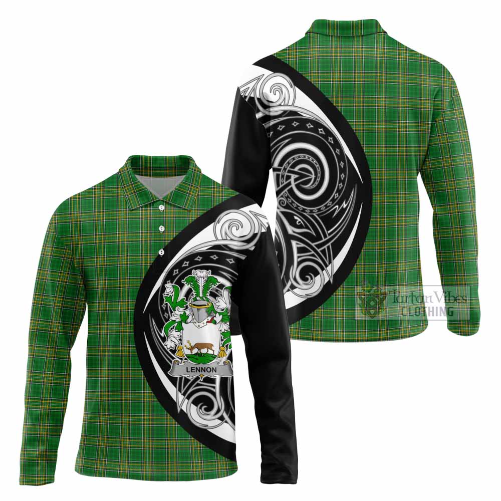 Lennon Irish Clan Long Sleeve Polo Shirt Celtic Circle Style - Tartan Vibes Clothing