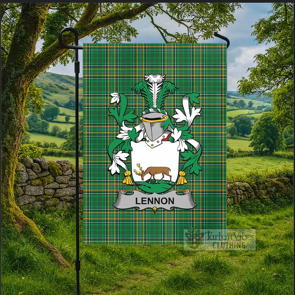 Lennon Irish Clan Tartan Flag with Coat of Arms
