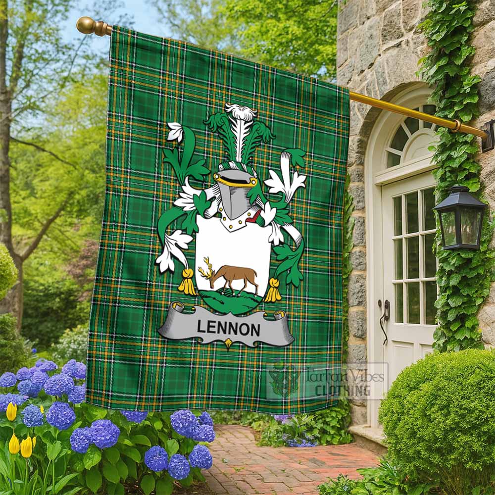 Lennon Irish Clan Tartan Flag with Coat of Arms