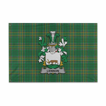 Lennon Irish Clan Tartan House Flag with Coat of Arms