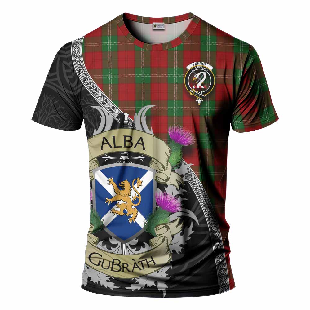 Tartan Vibes Clothing Lennox Tartan Family Crest T-Shirt Lion Rampant Royal Thistle Shield Celtic Inspired