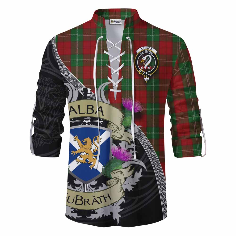Tartan Vibes Clothing Lennox Tartan Family Crest Ghillie Kilt Shirt Lion Rampant Royal Thistle Shield Celtic Inspired