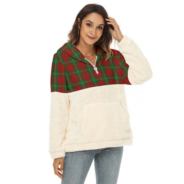 Lennox Tartan Half Style Women's Borg Fleece Hoodie with Half Zip