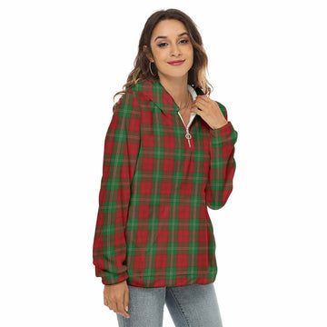 Lennox Tartan Women's Borg Fleece Hoodie with Half Zip