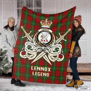 Lennox Tartan Blanket with Clan Crest and the Golden Sword of Courageous Legacy