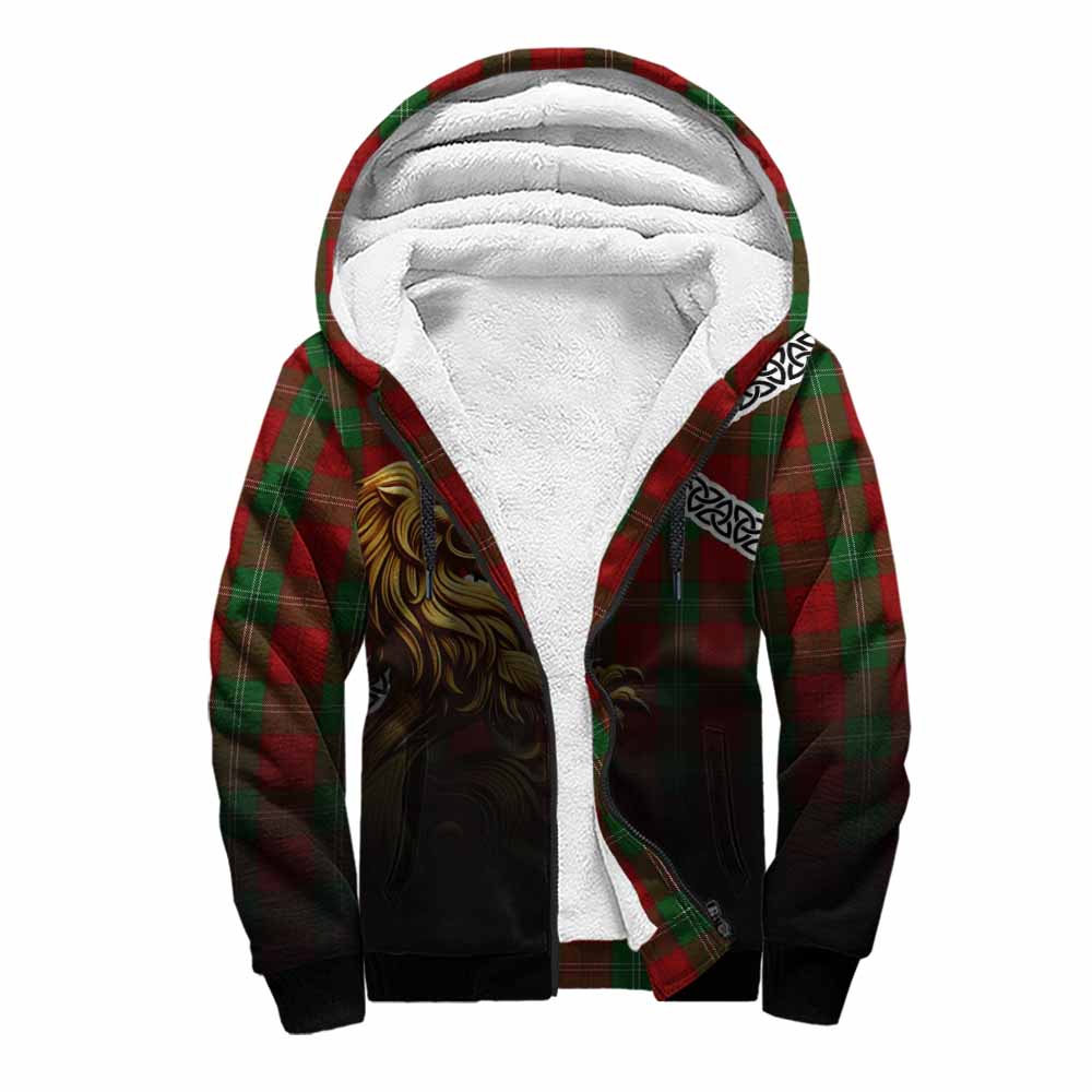 Tartan Vibes Clothing Lennox Crest Tartan Sherpa Hoodie with Golden Lion Emblem Celtic Style