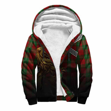 Lennox Crest Tartan Sherpa Hoodie with Golden Lion Emblem Celtic Style