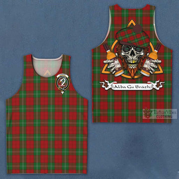 Tartan Vibes Clothing Lennox Tartan Men's Tank Top with Family Crest and Bearded Skull Holding Bottles of Whiskey
