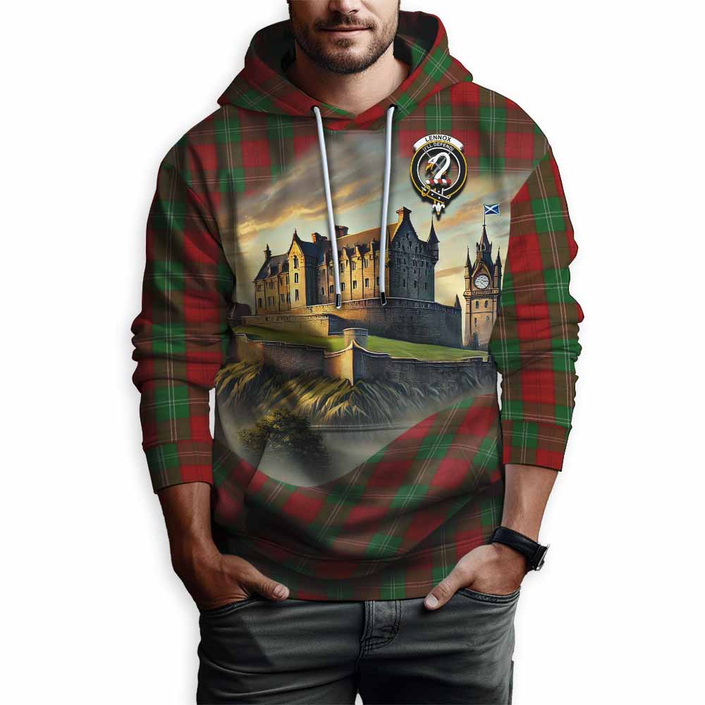 Tartan Vibes Clothing Lennox Tartan Family Crest Hoodie with Scottish Ancient Castle Style