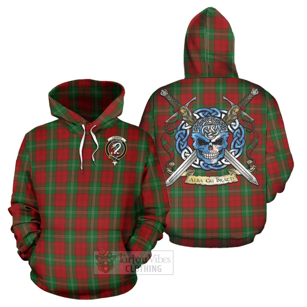 Tartan Vibes Clothing Lennox Tartan Hoodie with Family Crest Celtic Skull Style