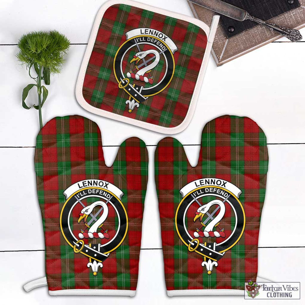 Lennox Tartan Combo Oven Mitt & Pot-Holder with Family Crest Combo 1 Oven Mitt & 1 Pot-Holder White - Tartan Vibes Clothing