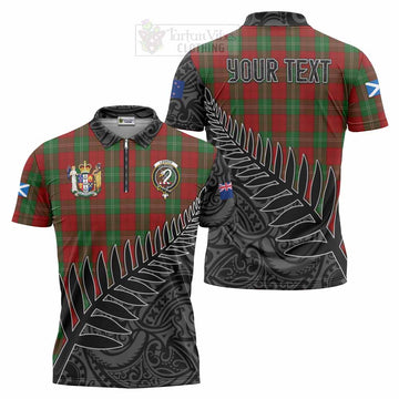 Tartan Vibes Clothing Lennox Crest Tartan Zipper Polo Shirt with New Zealand Silver Fern Half Style