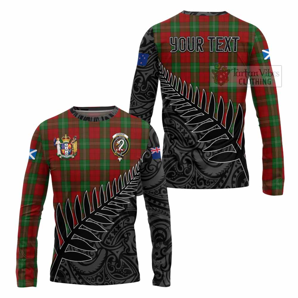 Tartan Vibes Clothing Lennox Crest Tartan Long Sleeve T-Shirt with New Zealand Silver Fern Half Style