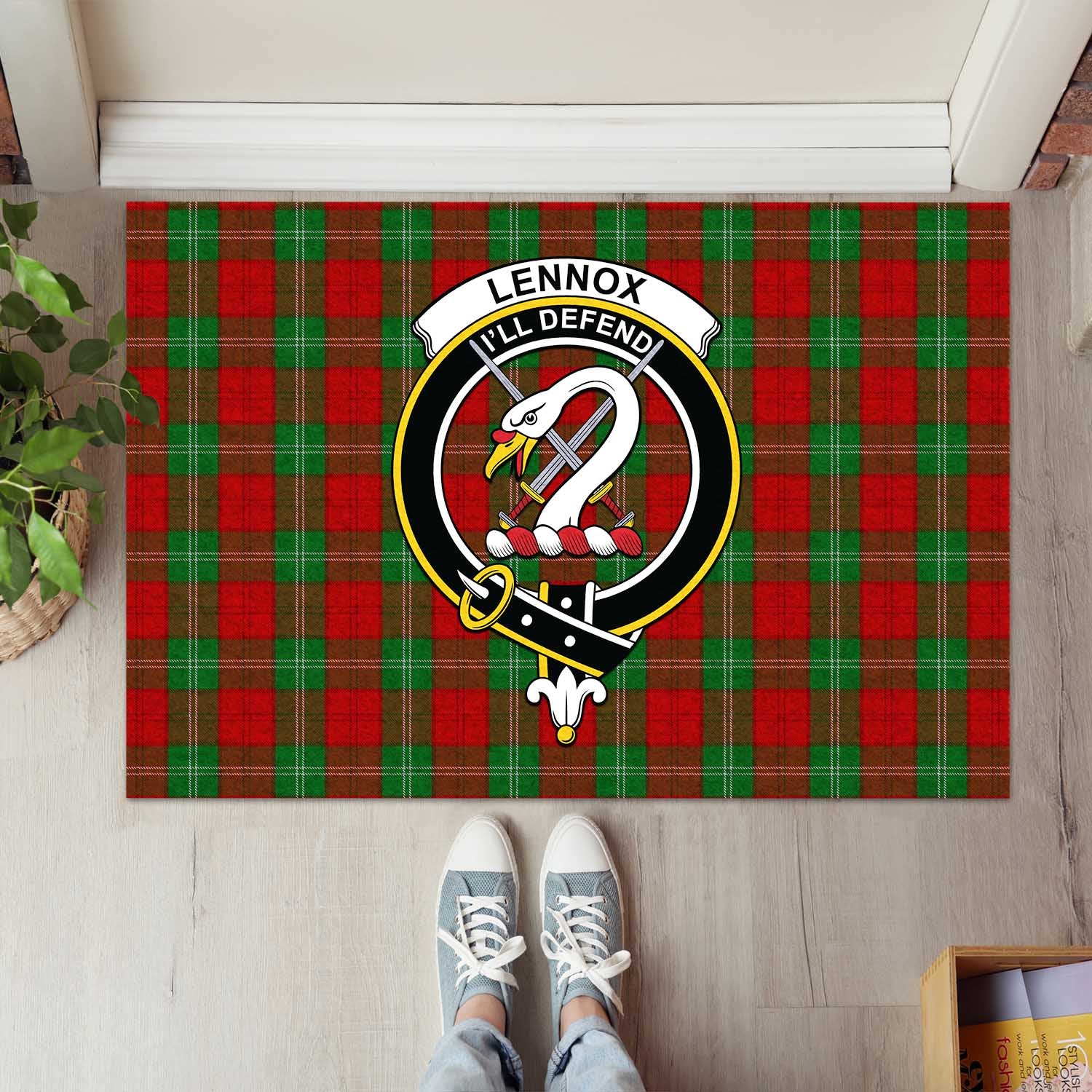 Lennox Tartan Rubber Doormat with Family Crest L 60*90cm - Tartan Vibes Clothing