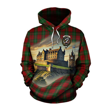 Lennox Tartan Family Crest Cotton Hoodie with Scottish Ancient Castle Style