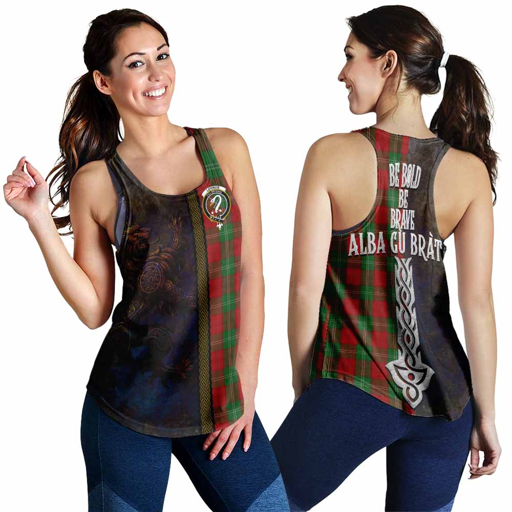 Tartan Vibes Clothing Lennox Tartan Family Crest Women's Racerback Tanks Alba Gu Brath Be Brave Lion Ancient Style