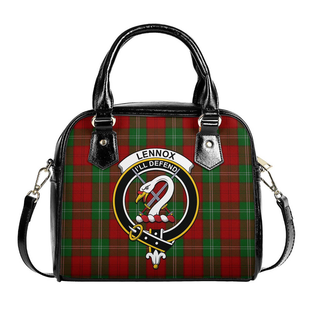 Lennox Tartan Shoulder Handbags with Family Crest One Size 9*21*24 cm (3.54*8.27*9.45 inches) - Tartan Vibes Clothing