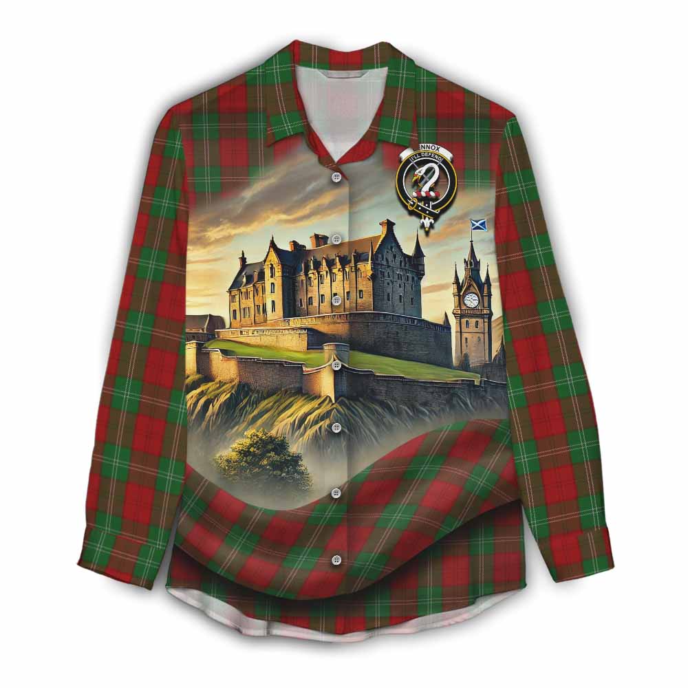 Tartan Vibes Clothing Lennox Tartan Family Crest Women's Casual Shirt with Scottish Ancient Castle Style