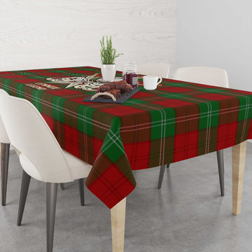 Lennox Tartan Tablecloth with Clan Crest and the Golden Sword of Courageous Legacy