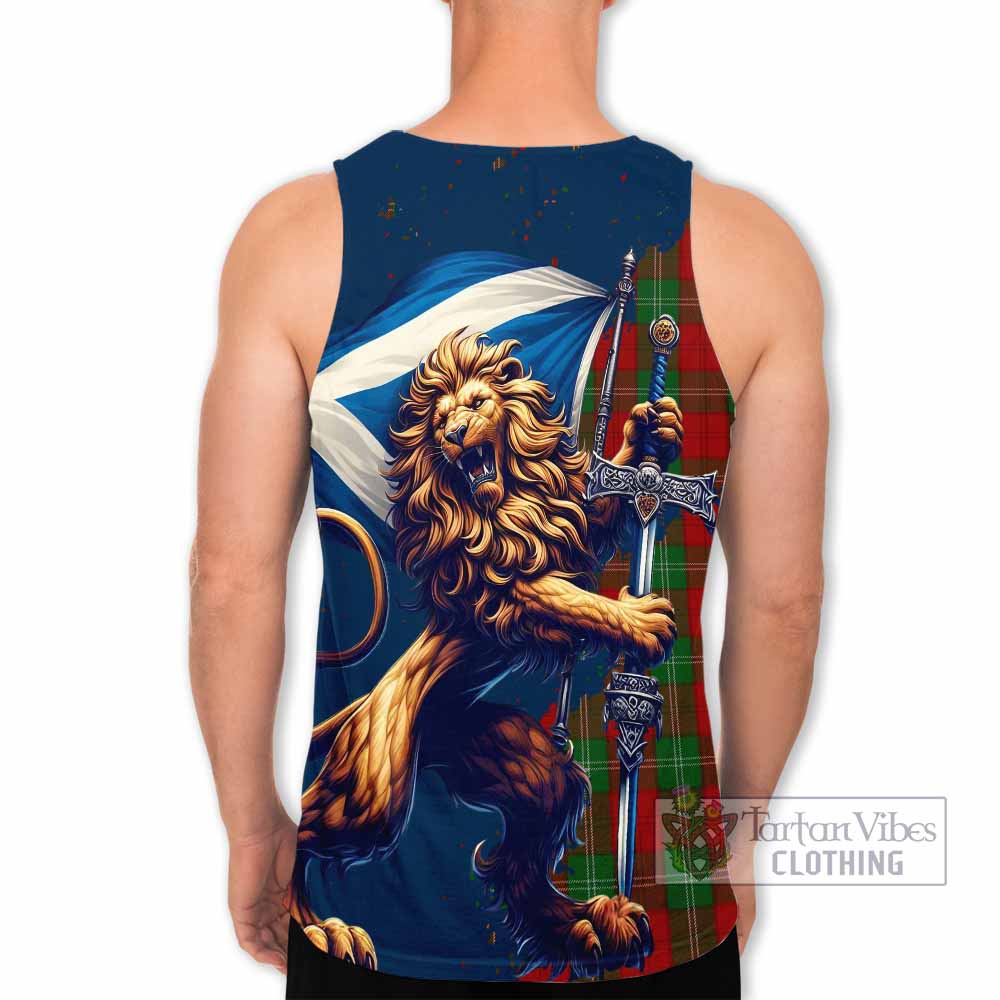 Tartan Vibes Clothing Lennox Tartan Family Crest Men's Tank Top with Scottish Majestic Lion