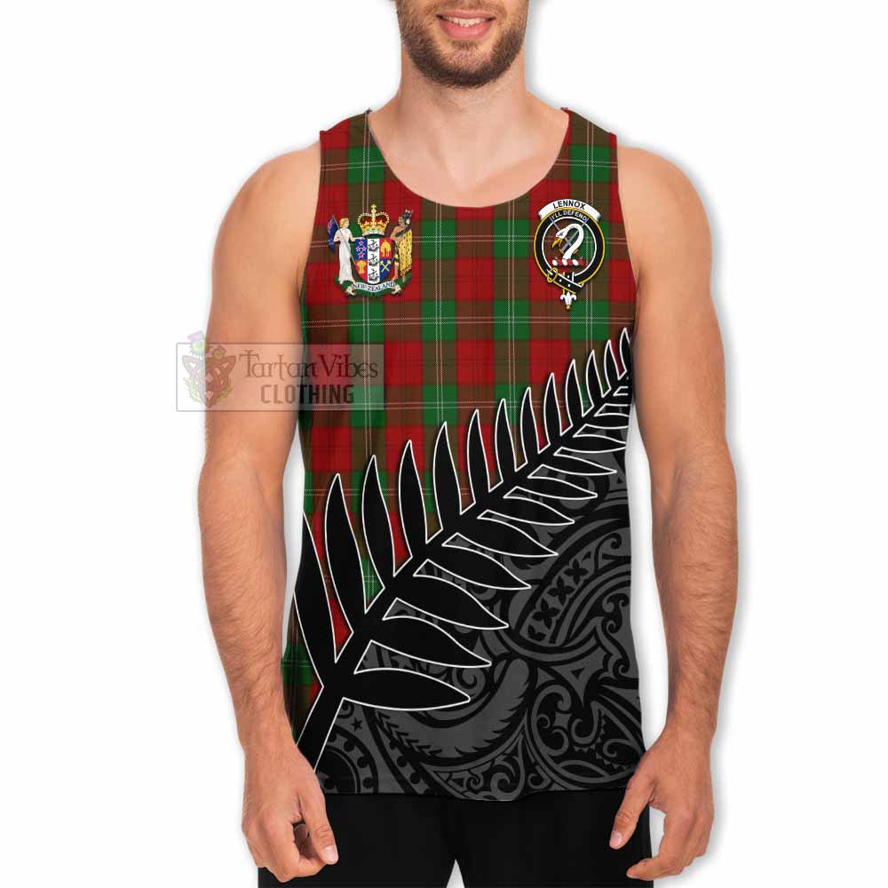 Tartan Vibes Clothing Lennox Crest Tartan Men's Tank Top with New Zealand Silver Fern Half Style