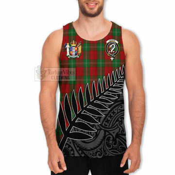 Tartan Vibes Clothing Lennox Crest Tartan Men's Tank Top with New Zealand Silver Fern Half Style