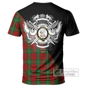 Lennox Tartan T-Shirt with Family Crest and Military Logo Style - Tartanvibesclothing Shop